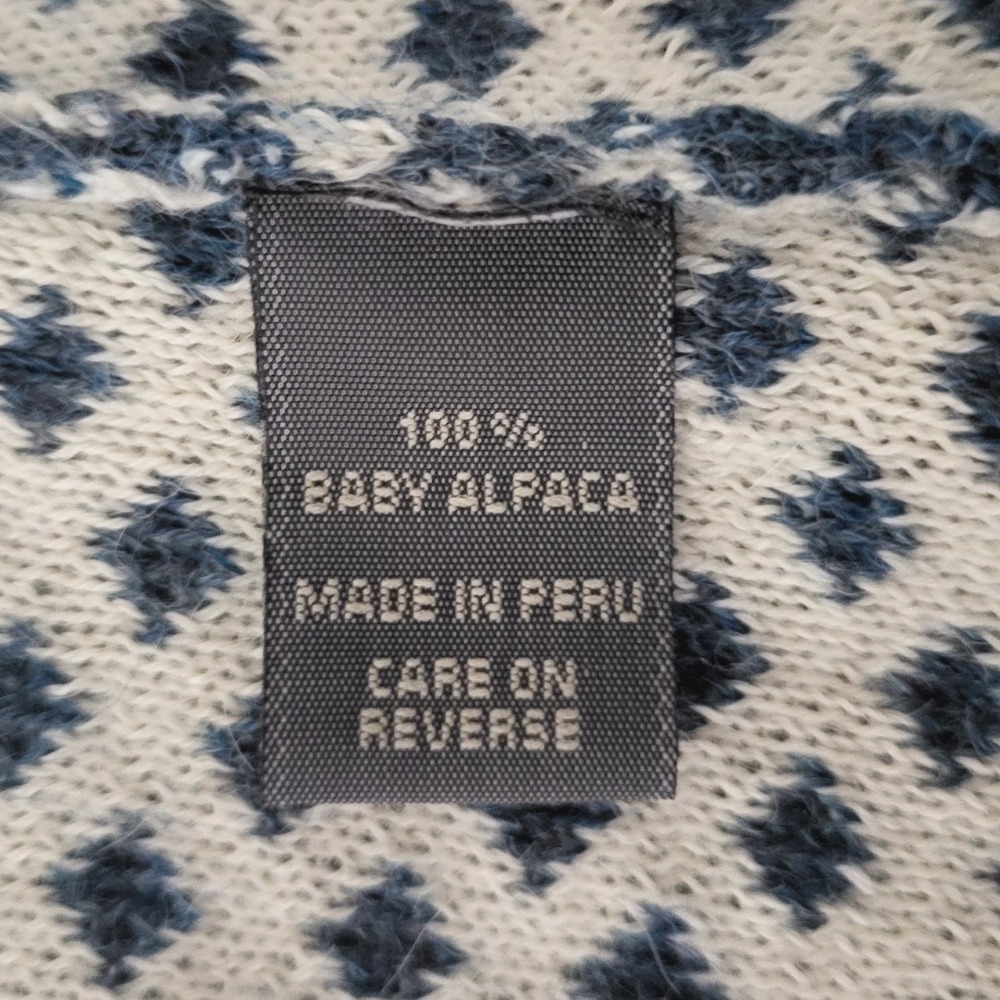 Classic Alpaca Womens S NWT Nordic Fair Isle Baby Alpaca Zip Cardigan Blue - Picture 5 of 10